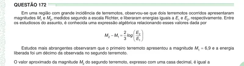Enunciado da questão 172 do ENEM 2024 Dia 2