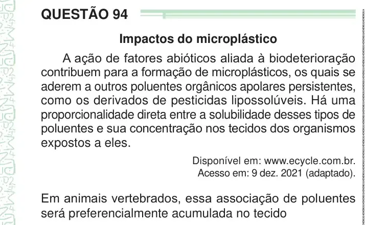 Enunciado da questão 94 do ENEM 2024 Dia 2