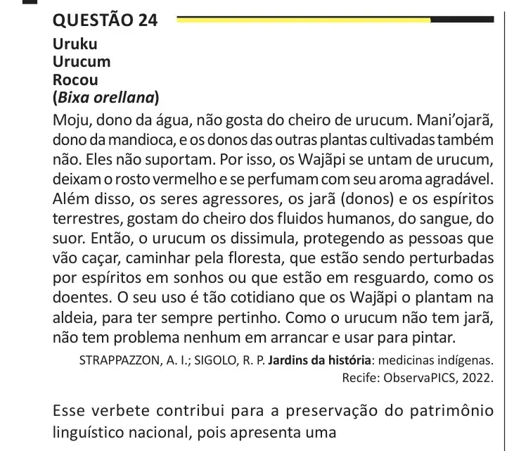 Enunciado da questão 24 do ENEM 2025 Dia 1