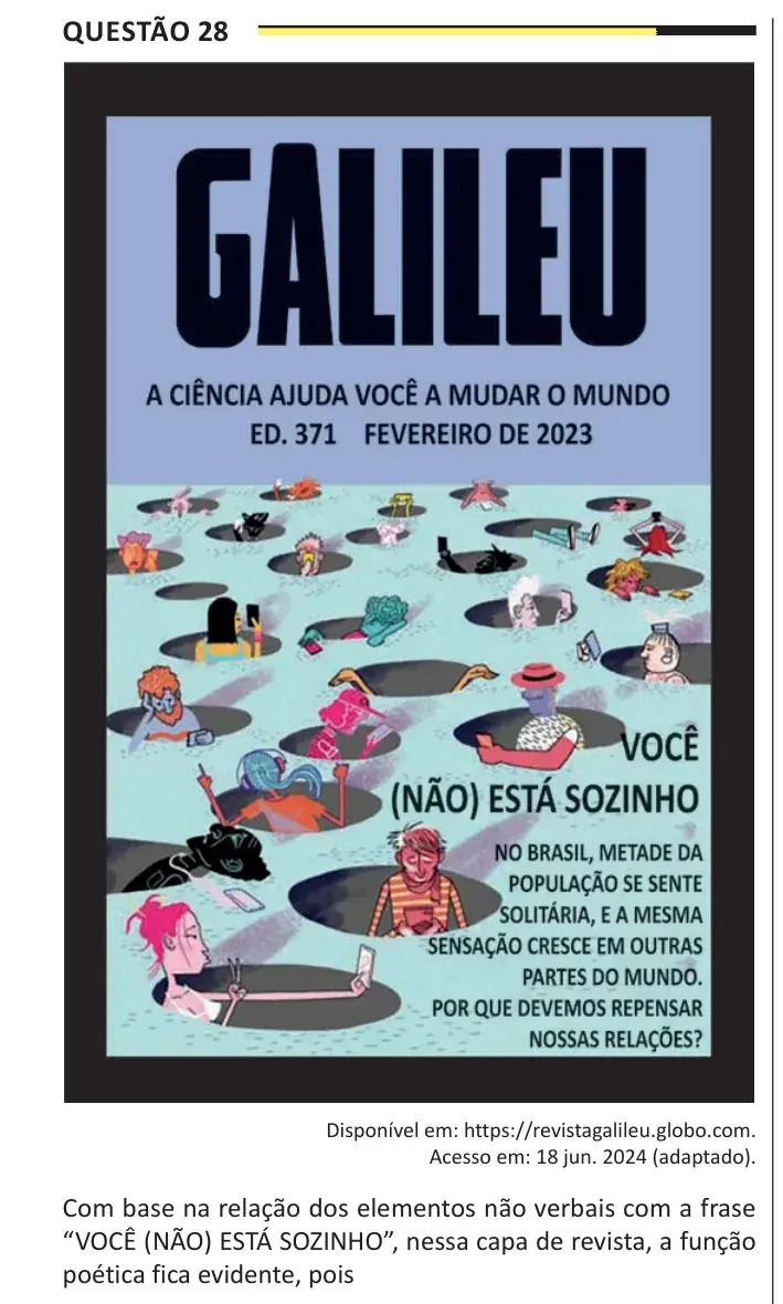 Enunciado da questão 28 do ENEM 2025 Dia 1