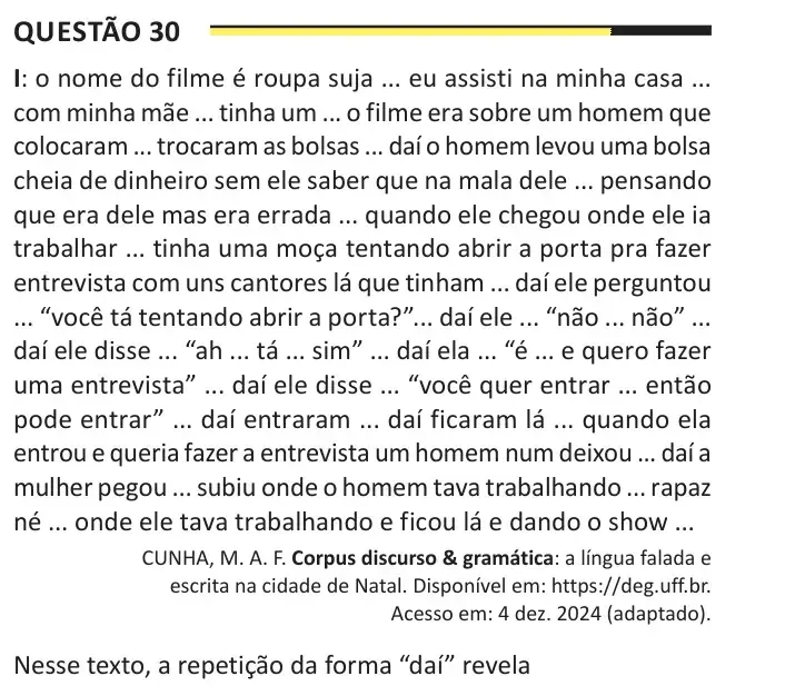 Enunciado da questão 30 do ENEM 2025 Dia 1