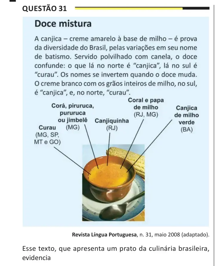Enunciado da questão 31 do ENEM 2025 Dia 1