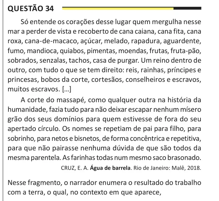 Enunciado da questão 34 do ENEM 2025 Dia 1
