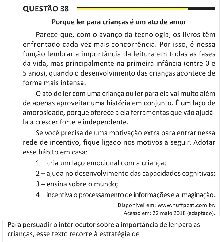 Enunciado da questão 38 do ENEM 2025 Dia 1