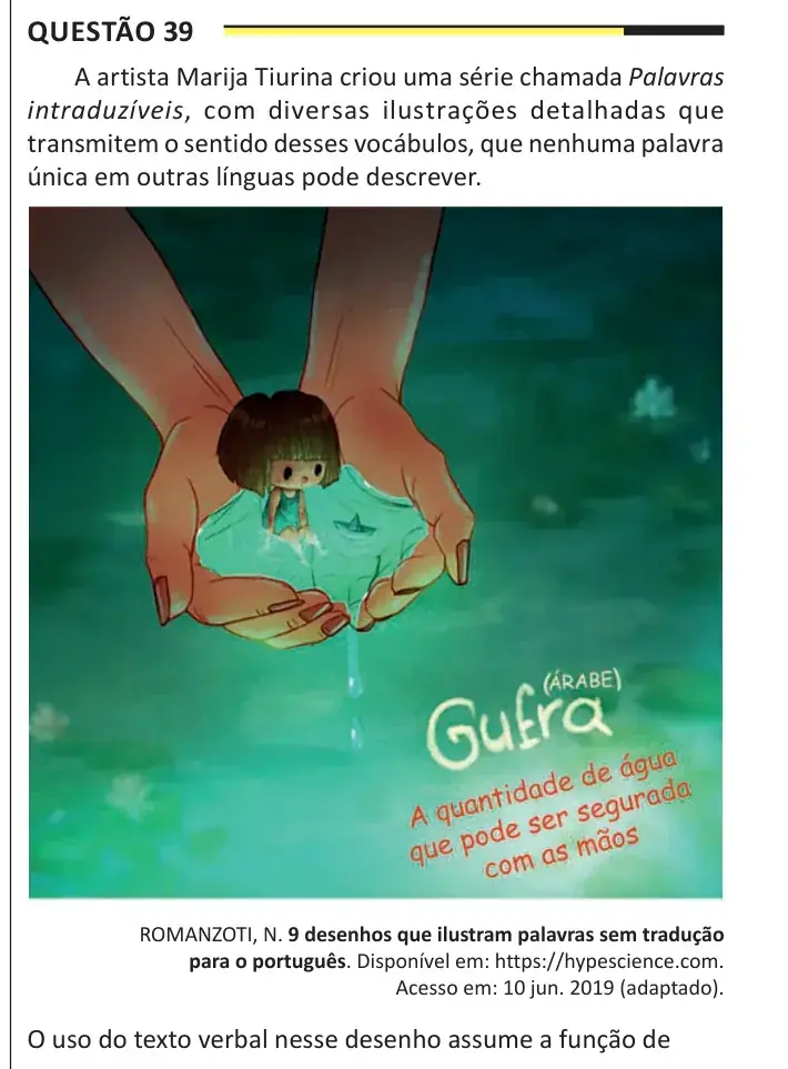 Enunciado da questão 39 do ENEM 2025 Dia 1