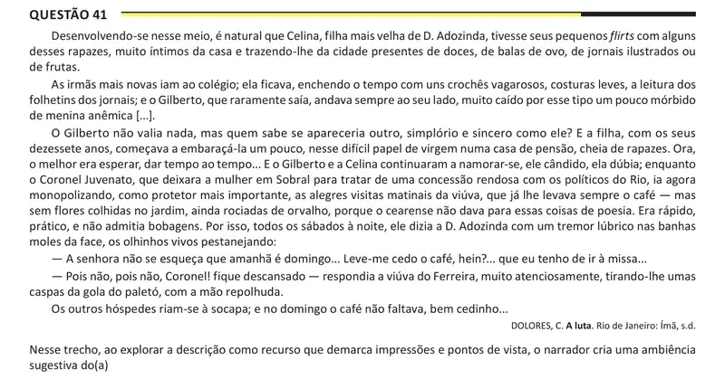 Enunciado da questão 41 do ENEM 2025 Dia 1