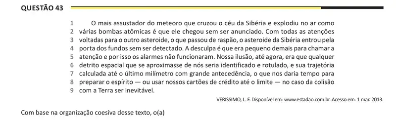 Enunciado da questão 43 do ENEM 2025 Dia 1