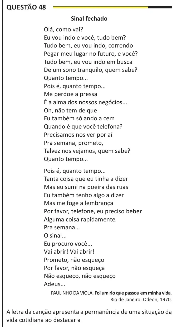 Enunciado da questão 48 do ENEM 2025 Dia 1