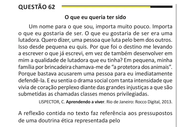 Enunciado da questão 62 do ENEM 2025 Dia 1
