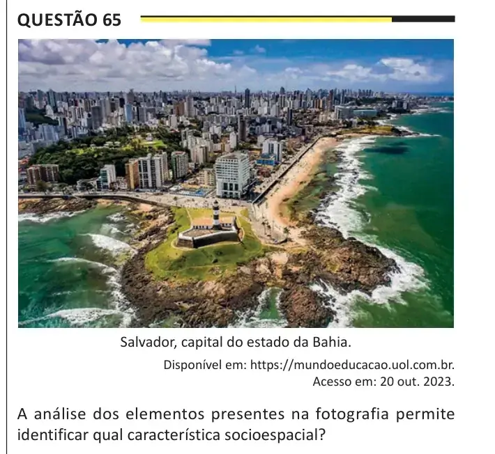 Enunciado da questão 65 do ENEM 2025 Dia 1