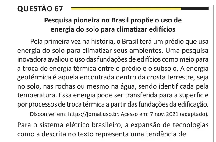 Enunciado da questão 67 do ENEM 2025 Dia 1