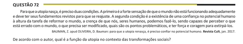 Enunciado da questão 72 do ENEM 2025 Dia 1