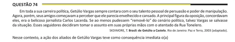Enunciado da questão 74 do ENEM 2025 Dia 1