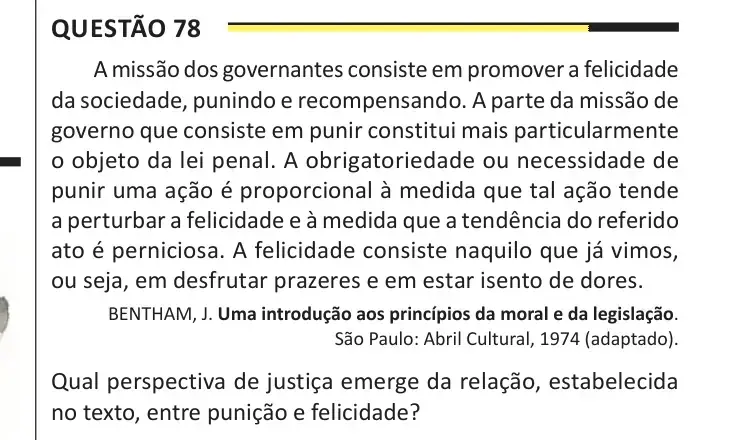 Enunciado da questão 78 do ENEM 2025 Dia 1