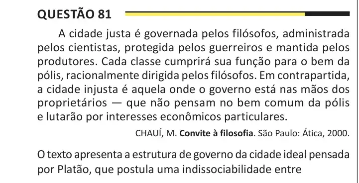 Enunciado da questão 81 do ENEM 2025 Dia 1