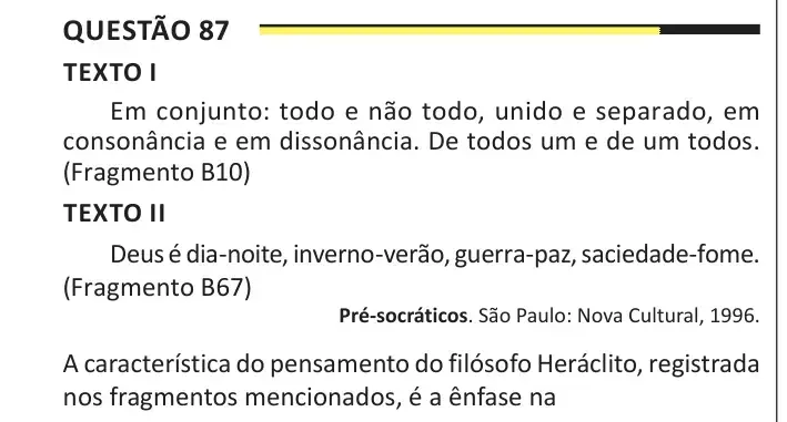 Enunciado da questão 87 do ENEM 2025 Dia 1
