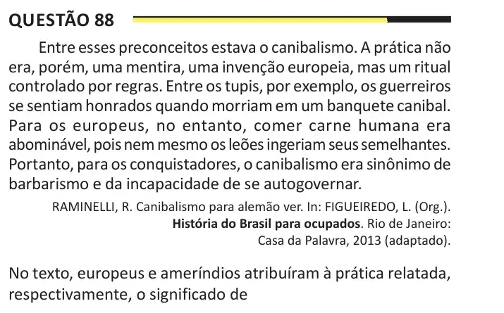 Enunciado da questão 88 do ENEM 2025 Dia 1