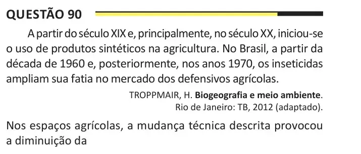 Enunciado da questão 90 do ENEM 2025 Dia 1