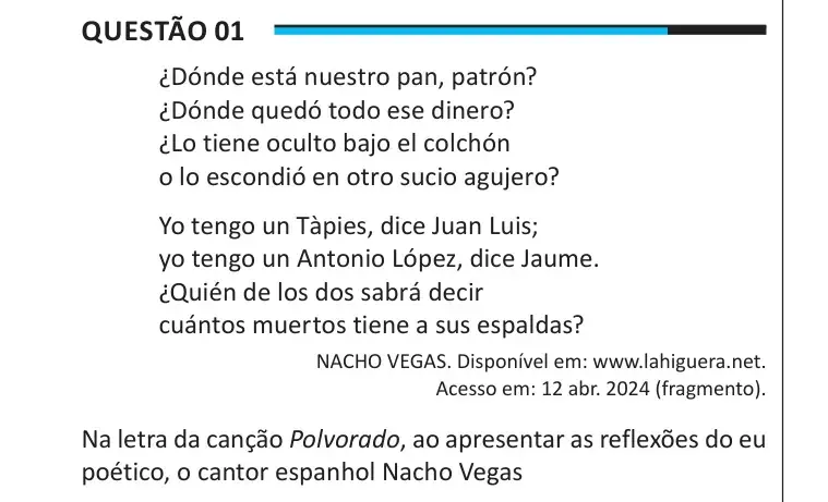 Enunciado da questão 1 do ENEM 2025
