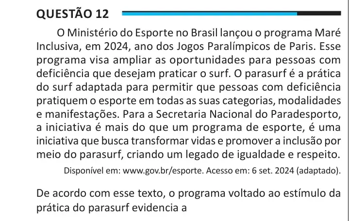 Enunciado da questão 12 do ENEM 2025