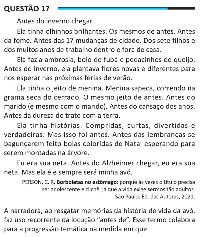 Enunciado da questão 17 do ENEM 2025