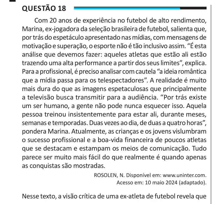 Enunciado da questão 18 do ENEM 2025