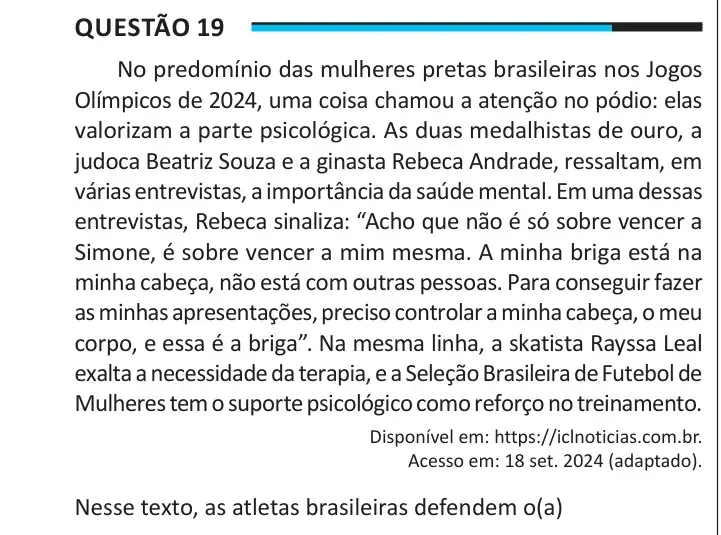 Enunciado da questão 19 do ENEM 2025