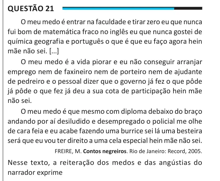 Enunciado da questão 21 do ENEM 2025