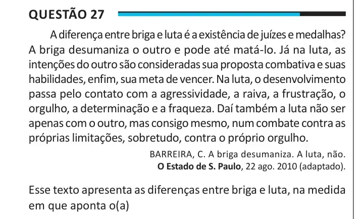 Enunciado da questão 27 do ENEM 2025