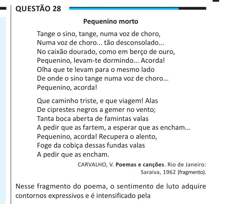 Enunciado da questão 28 do ENEM 2025