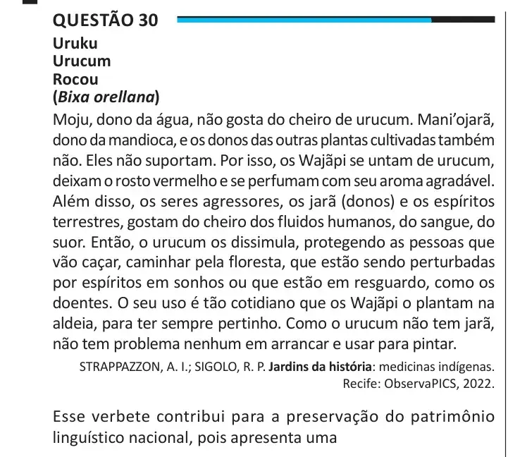 Enunciado da questão 30 do ENEM 2025