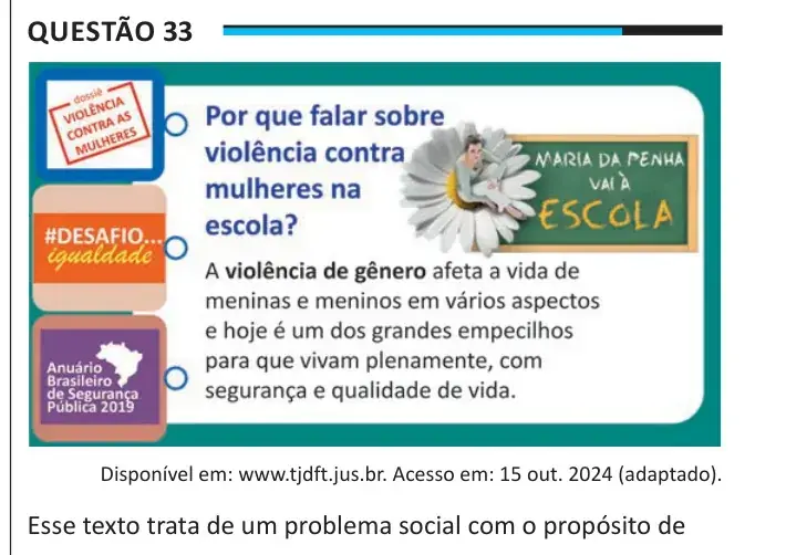 Enunciado da questão 33 do ENEM 2025