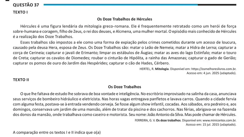 Enunciado da questão 37 do ENEM 2025