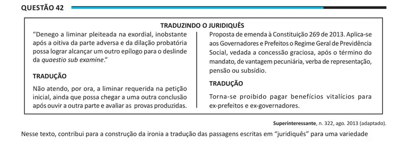 Enunciado da questão 42 do ENEM 2025