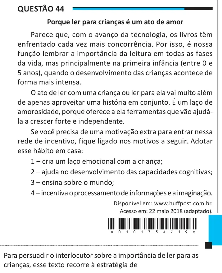 Enunciado da questão 44 do ENEM 2025