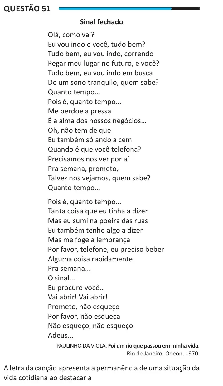 Enunciado da questão 51 do ENEM 2025