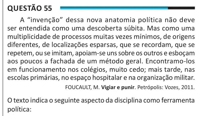 Enunciado da questão 55 do ENEM 2025