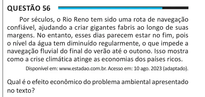 Enunciado da questão 56 do ENEM 2025