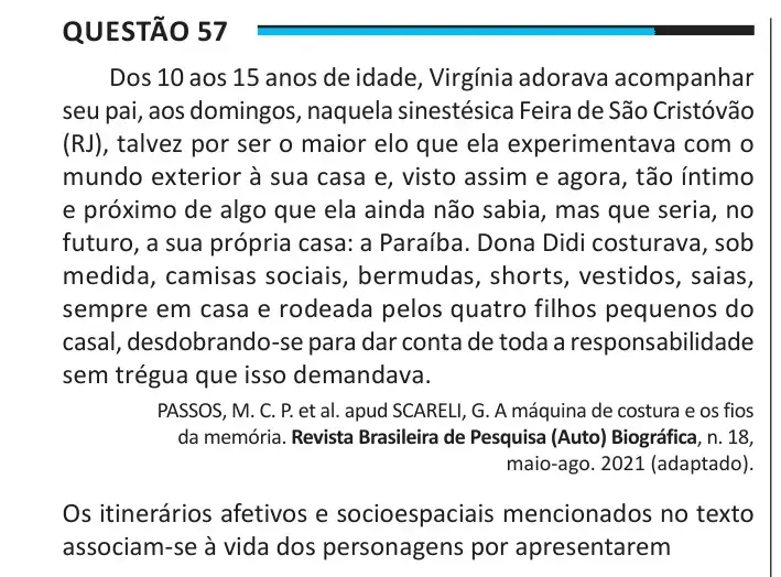 Enunciado da questão 57 do ENEM 2025