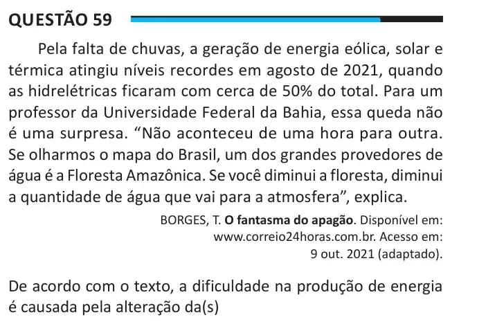 Enunciado da questão 59 do ENEM 2025