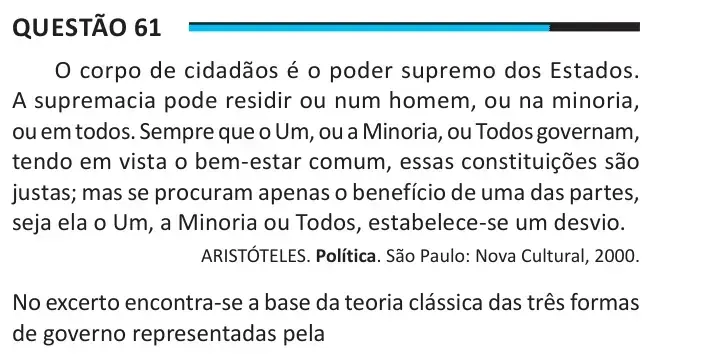 Enunciado da questão 61 do ENEM 2025