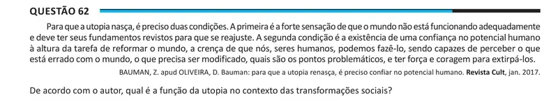 Enunciado da questão 62 do ENEM 2025