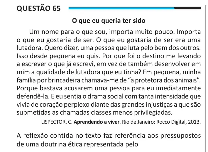 Enunciado da questão 65 do ENEM 2025