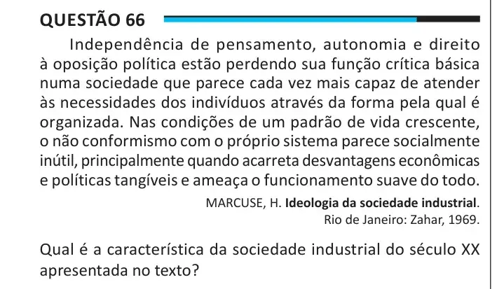 Enunciado da questão 66 do ENEM 2025