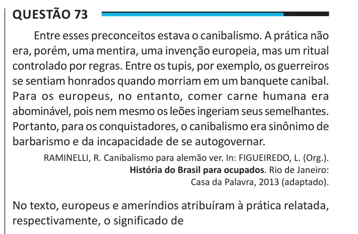 Enunciado da questão 73 do ENEM 2025
