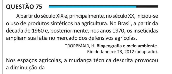 Enunciado da questão 75 do ENEM 2025