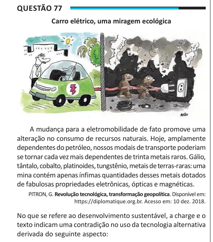 Enunciado da questão 77 do ENEM 2025