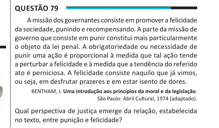 Enunciado da questão 79 do ENEM 2025