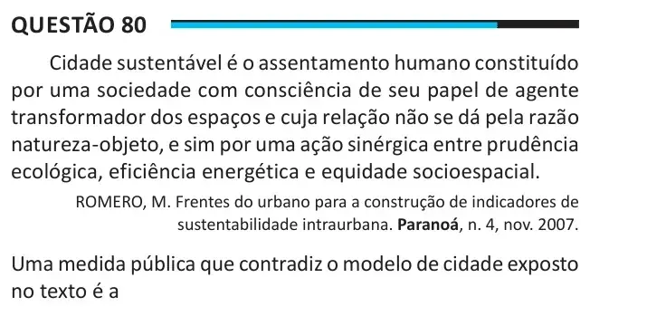 Enunciado da questão 80 do ENEM 2025