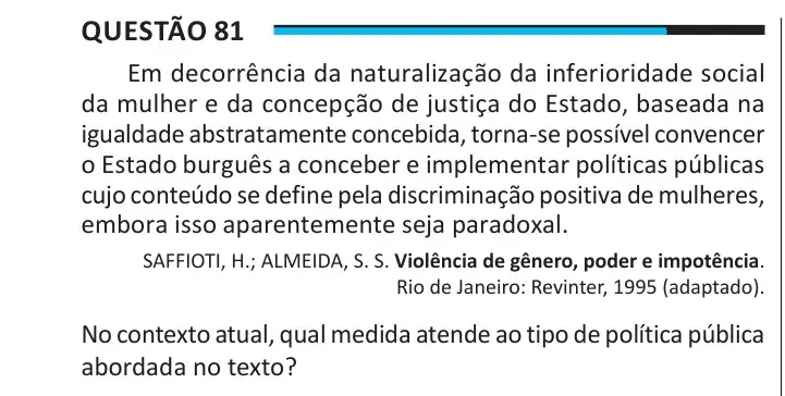 Enunciado da questão 81 do ENEM 2025